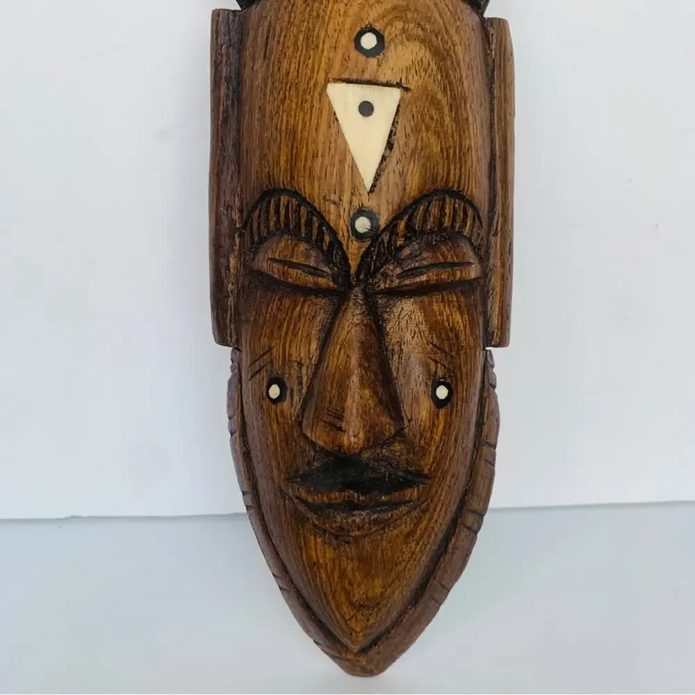Vintage Wood Tribal Mask Wall Art